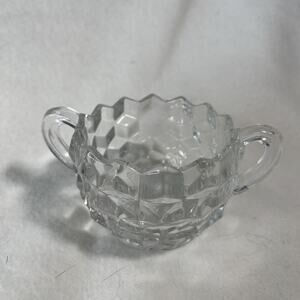 Vintage Fostoria American Clear Cube Open Sugar Bowl With 2 Handles 2.5” Tall